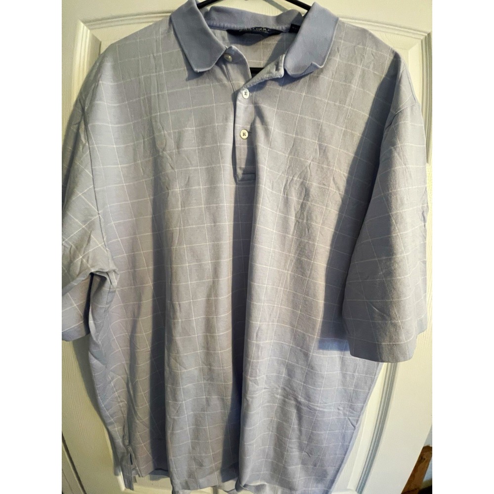 Polo Golf Ralph Lauren Men's 2XL Regular Blue Check Cotton Short Sleeve Polo